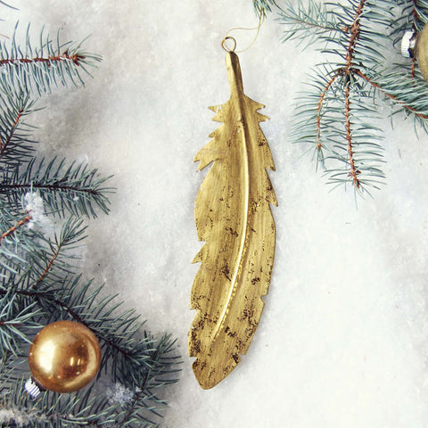 Gold Feather Ornament