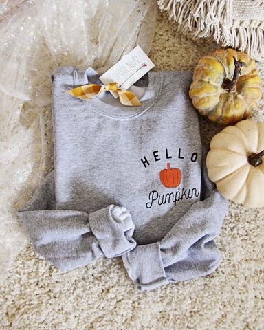 Hello Pumpkin Sweatshirt in Gray