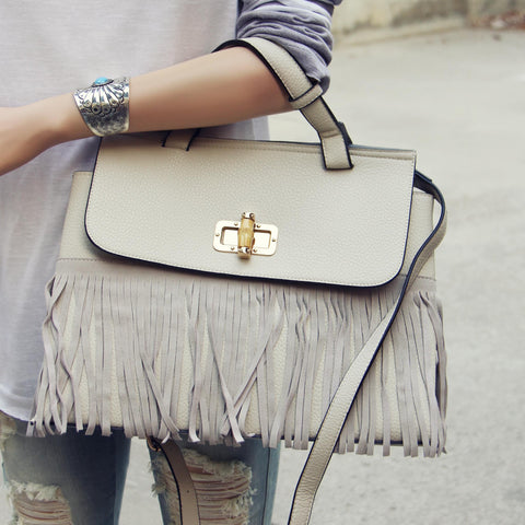 Honey Hush Fringe Tote in Cream
