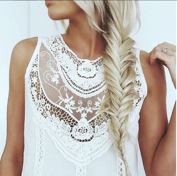 Lace Gypsy Tunic Dress in White: Featured Product Image