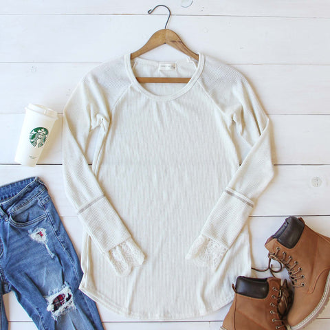 Lace Cuff Thermal in Cream