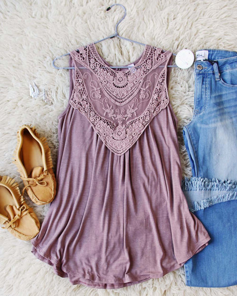 Lace Gypsy Tank in Taupe: Featured Product Image