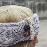 Lace & Knit Headwrap in Gray: Alternate View #2