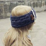 Lace & Knit Headwrap in Charcoal: Alternate View #1