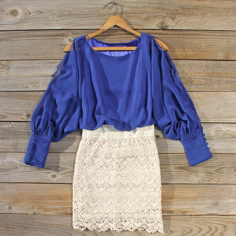 Lace and Quartz Dress in Lapis