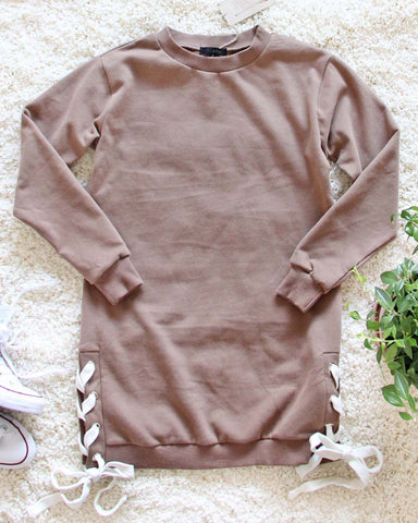 The Lace-up Sweatshirt Dress in Timber