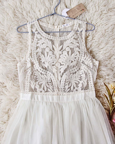 Laced in Sky Dress in Ivory
