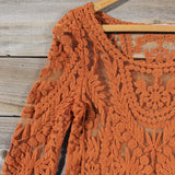 Laced in Snow Blouse in Rust: Alternate View #2