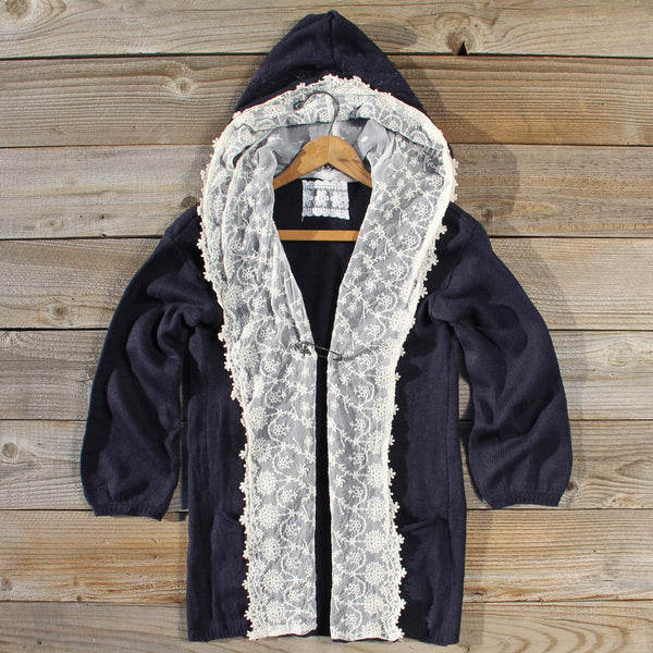 Laced Moon Hoodie in Navy: Featured Product Image