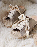 Laced Espadrilles in Sand: Alternate View #3
