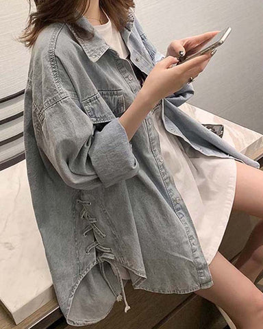 Laced Side Denim Top