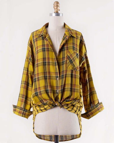 Laid-Back Plaid Top in Mustard