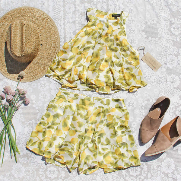 Lemon Lover Top & Shorts Set: Featured Product Image