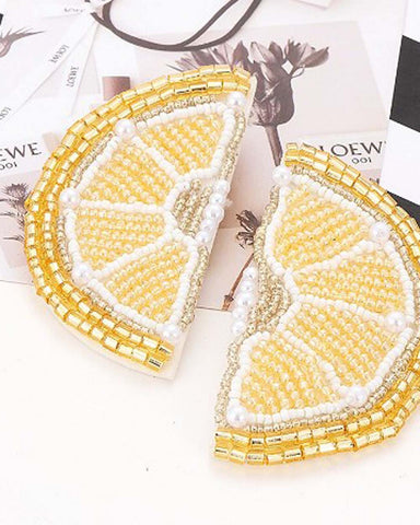 Lemon Beaded Earrings