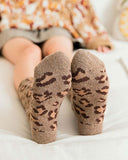 Soft Leopard Socks in Taupe: Alternate View #1