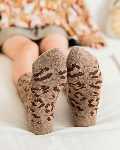 Soft Leopard Socks in Taupe: Featured Product Image