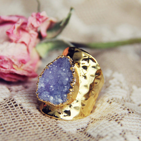 Lilac & Druzy Ring