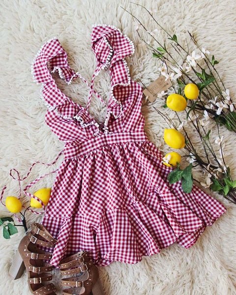 Limone & Gingham Ruffle Romper: Featured Product Image