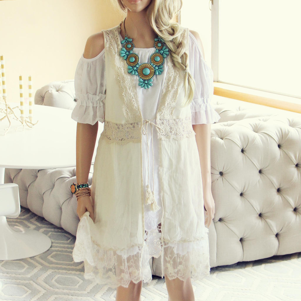 Marrakesh Lace Duster in Cream, Bohemian Tops & Dusters from Spool 72. | Spool No.72 Marrakesh Lace Duster in Cream, Bohemian Tops & Dusters from Spool 72. | Spool No.72
