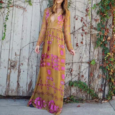 The Medallion Maxi Dress in Mustard