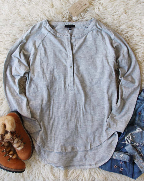 Mineral Wash Henley in Gray: Featured Product Image