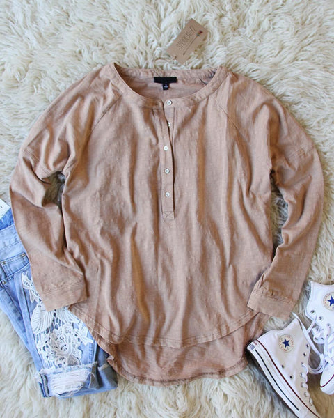 Mineral Wash Henley in Taupe: Featured Product Image
