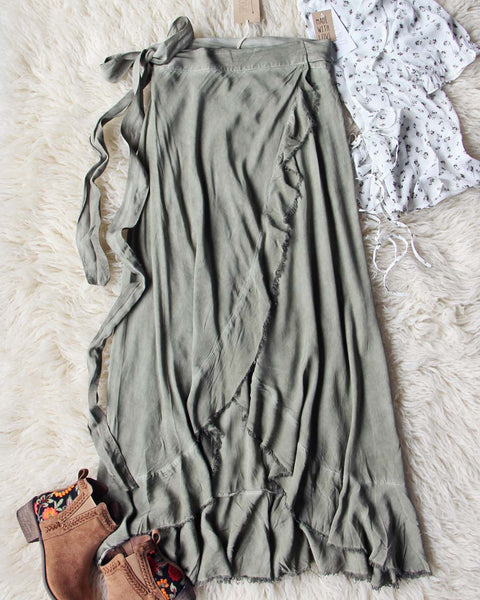 Mineral Wrap Maxi Skirt in Sage: Featured Product Image