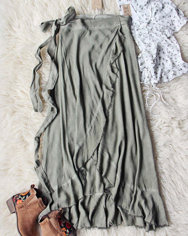 Mineral Wrap Maxi Skirt in Sage