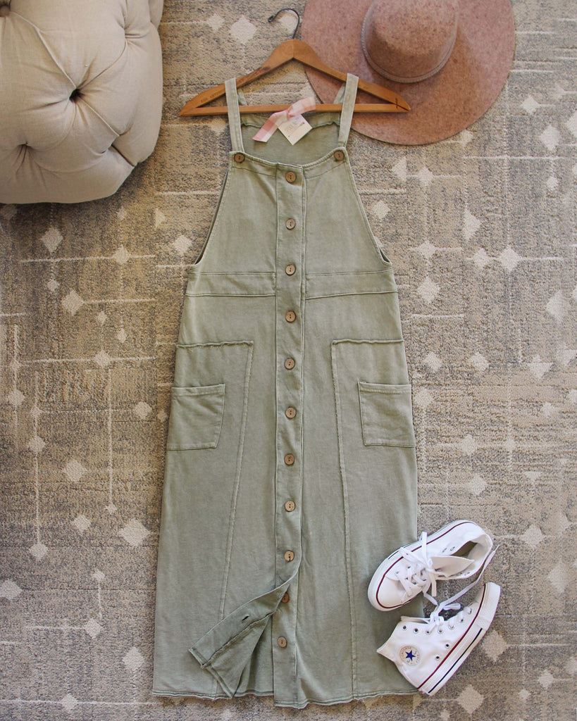 Overall Dress in Mineral, Spring & Summer Maxi Dresses from Spool 72. | Spool No.72 Overall Dress in Mineral, Spring & Summer Maxi Dresses from Spool 72. | Spool No.72