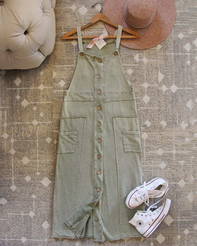 Overall Dress in Mineral