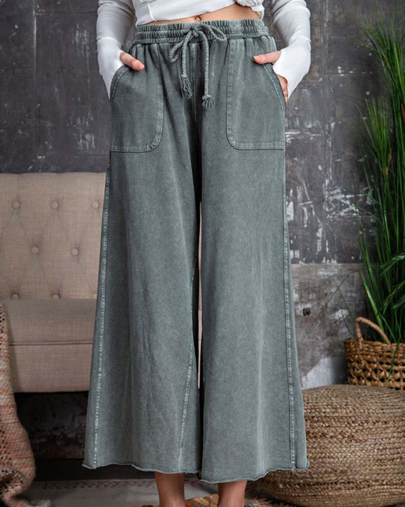 Mineral Wide Leg Pants in Stone, Sweet Drawstring Pants from Spool