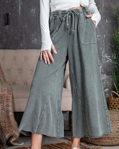 Mineral Wide Leg Pants in Stone