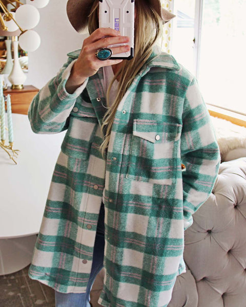 Sweet Mint Plaid Shacket: Featured Product Image
