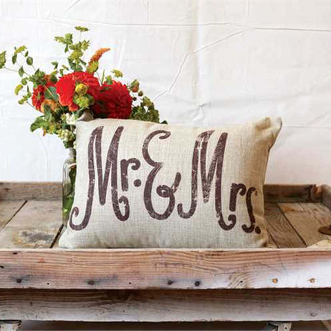 Mr. & Mrs. Linen Woven Pillow