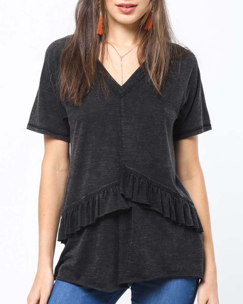Must Have Ruffle Tee in Black: Featured Product Image