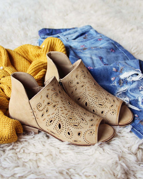 Nash Lace Booties in Camel: Featured Product Image