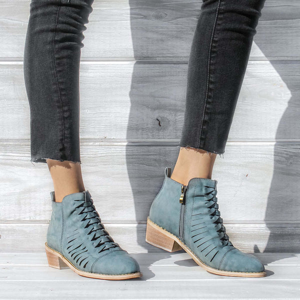 Ostara Woven Booties in Blue: Featured Product Image