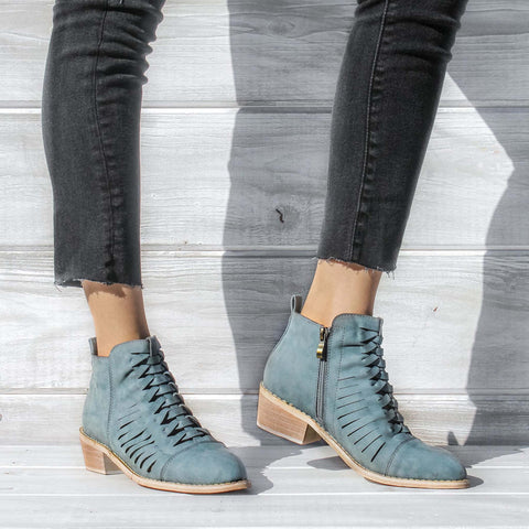 Ostara Woven Booties in Blue