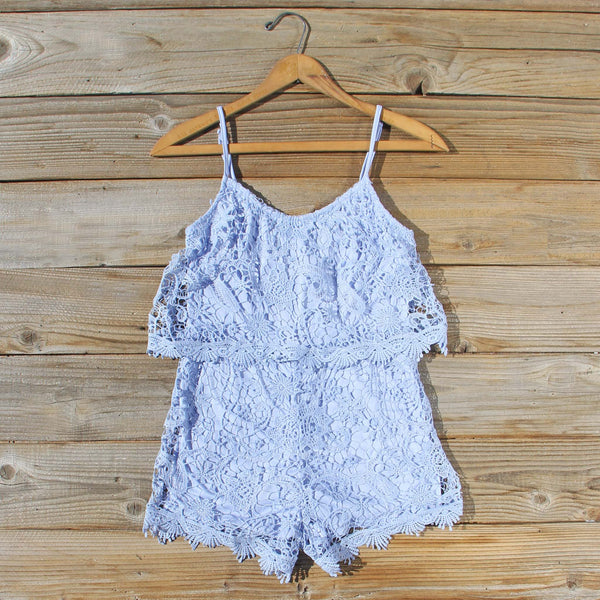 Palm Lace Romper in Sky: Featured Product Image