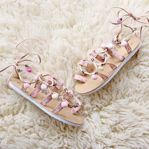 Pom Pom Wrap Sandals