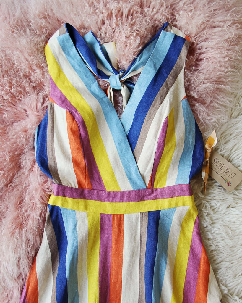 Cato Fashions Rainbow Embroidered Linen Dress Knee Length Sleeveless Size  10