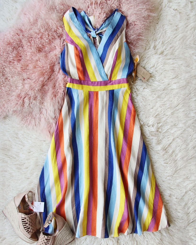 rainbow linen dress White Rainbow Linen Blend Short Puff Sleeve Mini Shirt Dress