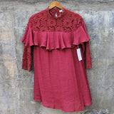 Rosalyn Lace Dress in Burgundy: Alternate View #6