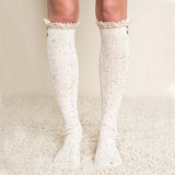 Rosewood Lace Socks in Oatmeal: Alternate View #1