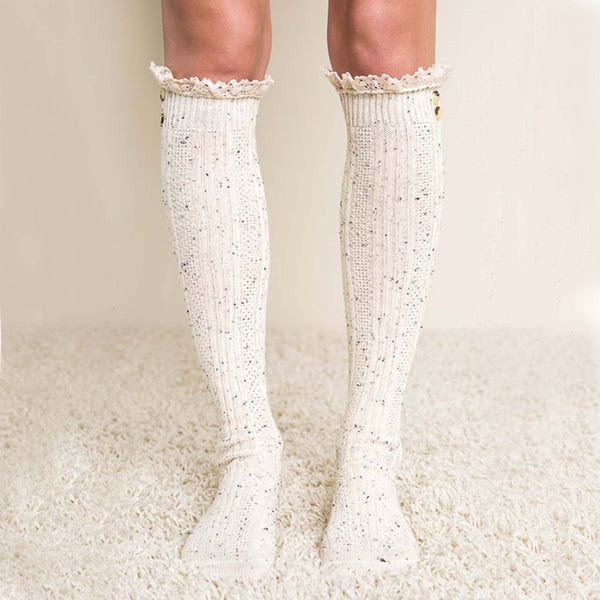 Rosewood Lace Socks in Oatmeal: Featured Product Image