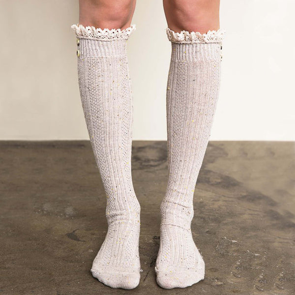 Rosewood Lace Socks in Taupe: Featured Product Image