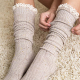 Rosewood Lace Socks in Taupe: Alternate View #2