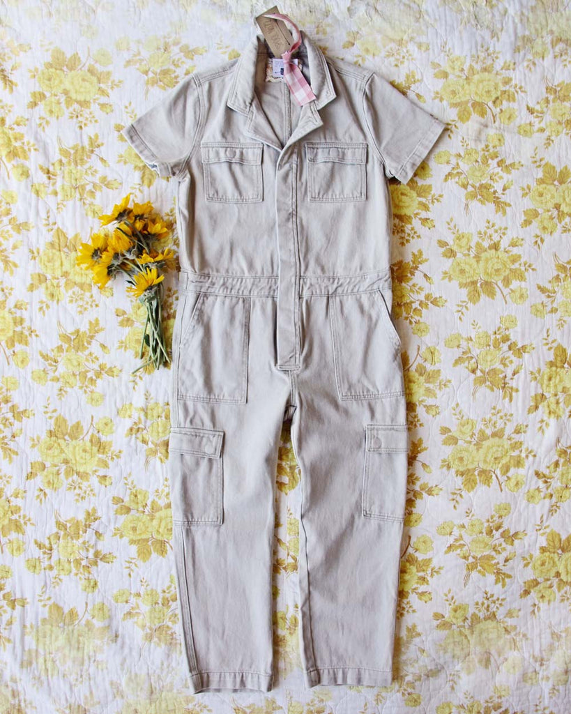 Rosie Coverall Utility Jumpsuit in Sand, Sweet Spring Coveralls & Overalls  from Spool 72.