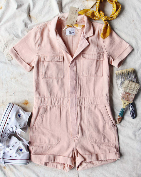 Rosie Short Coveralls in Pink: Featured Product Image