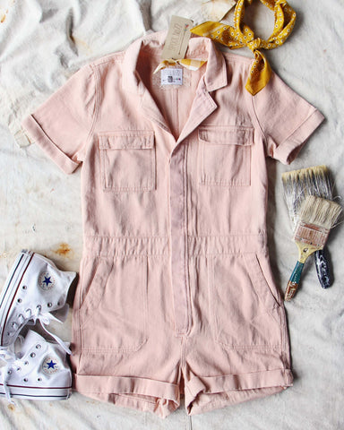 Rosie Short Coveralls in Pink